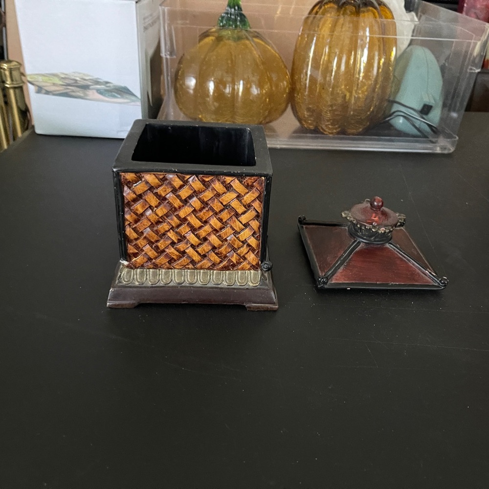 Woven Design Decorative Box - Brown and Black